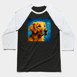 Patiently Waiting for Treats - Golden Retriever in Van Gogh Style, Labrador Retriever Doggo Baseball T-Shirt